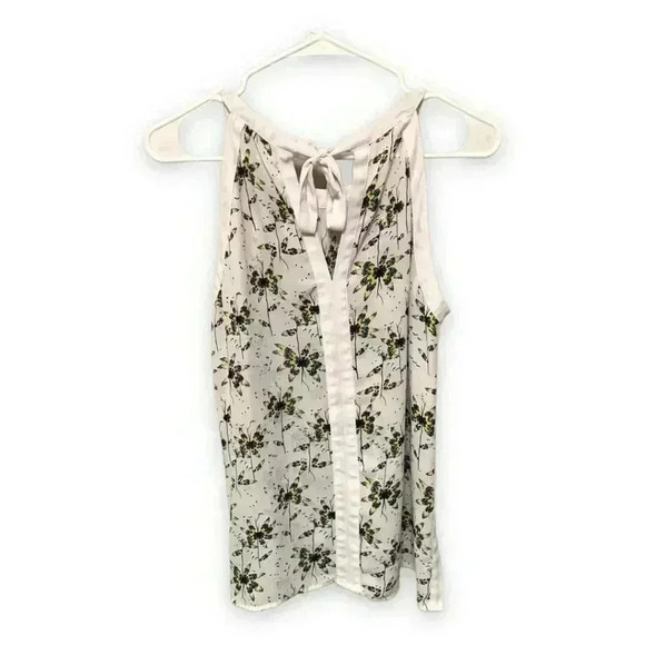 Collective Concept High Neck Sleeveless White Floral Tie-Back Sleeveless Blouse - Picture 5 of 12